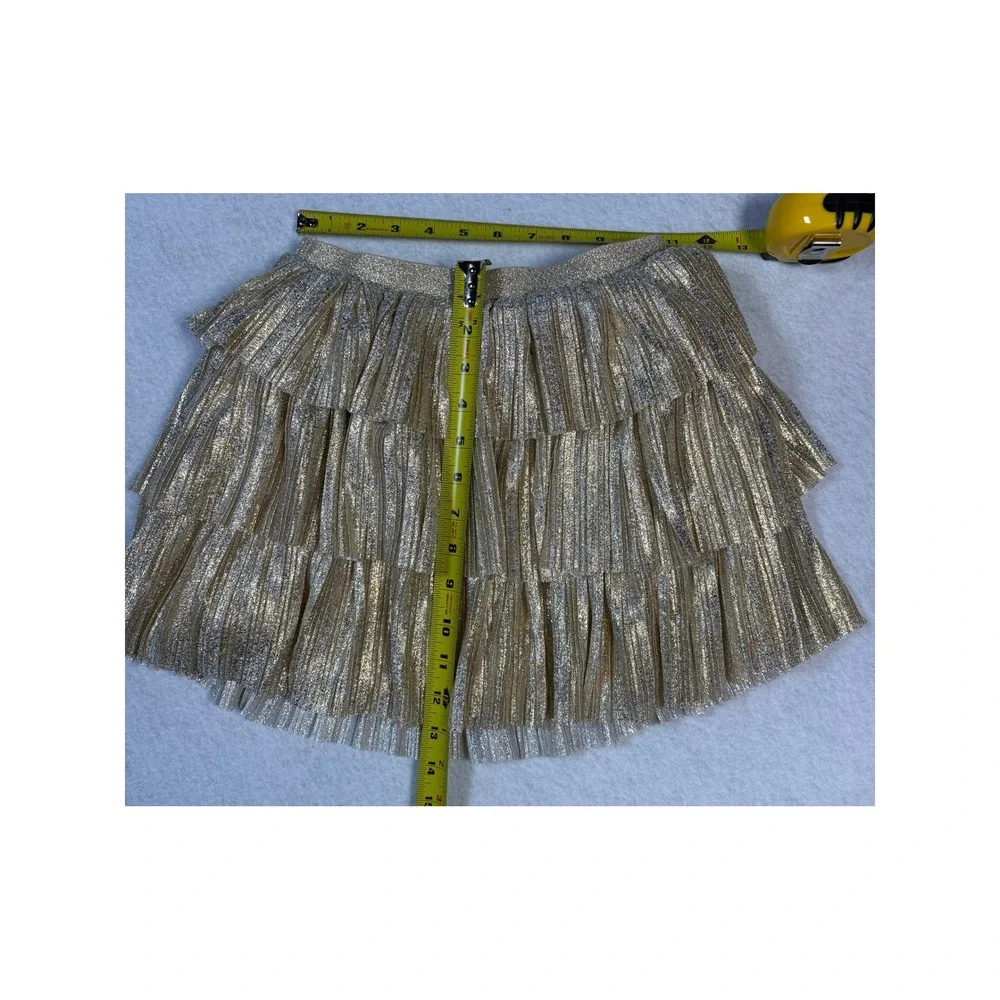 Janie Jack Girls Gold Silver Metallic Tiered Pleated Skirt 7 105527002-P01961